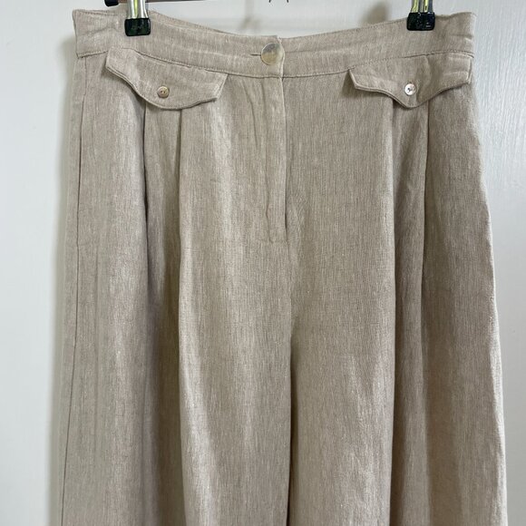 Anthropologie x Sovere Linen Wide Leg Pleated Pants Trousers Small 4-6 - Picture 4 of 16